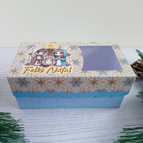 Kit com 10 Caixas para lembrancinhas de Natal Menino Jesus com vi