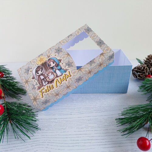 Kit com 10 Caixas para lembrancinhas de Natal Menino Jesus com vi