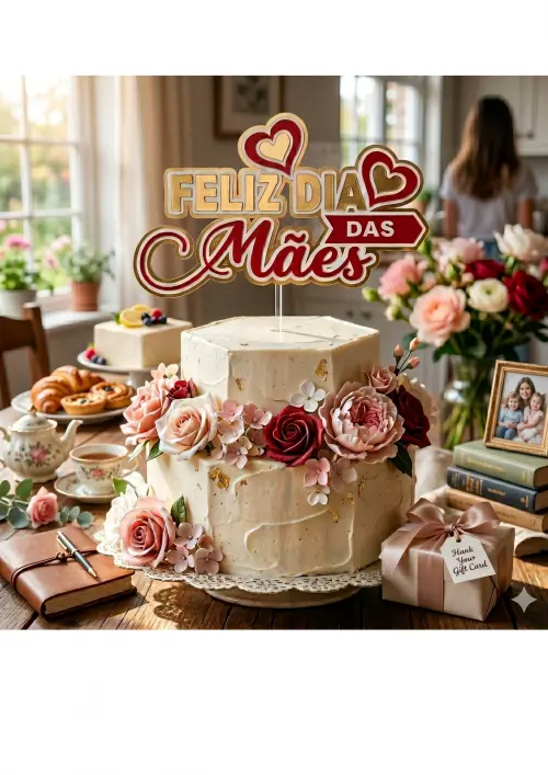 Topo de Bolo Dia das Mães Feliz Dia das Mães Arquivo Digital/SVG/PNG/PDF/Studio