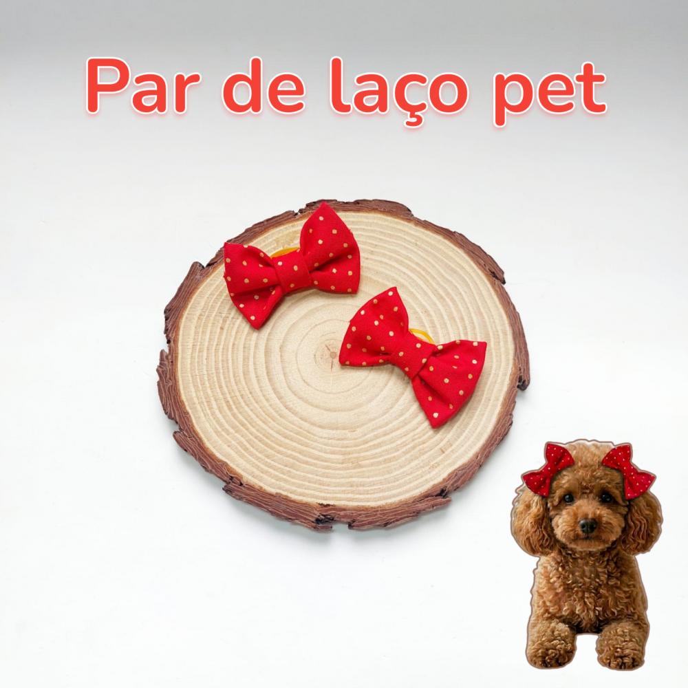 kIT DE LAÇO PARA CACHORRO COM ESTAMPA DE BOLINHAS DOURADAS - ACE