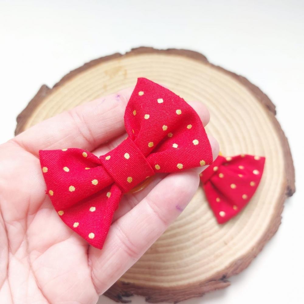 kIT DE LAÇO PARA CACHORRO COM ESTAMPA DE BOLINHAS DOURADAS - ACE