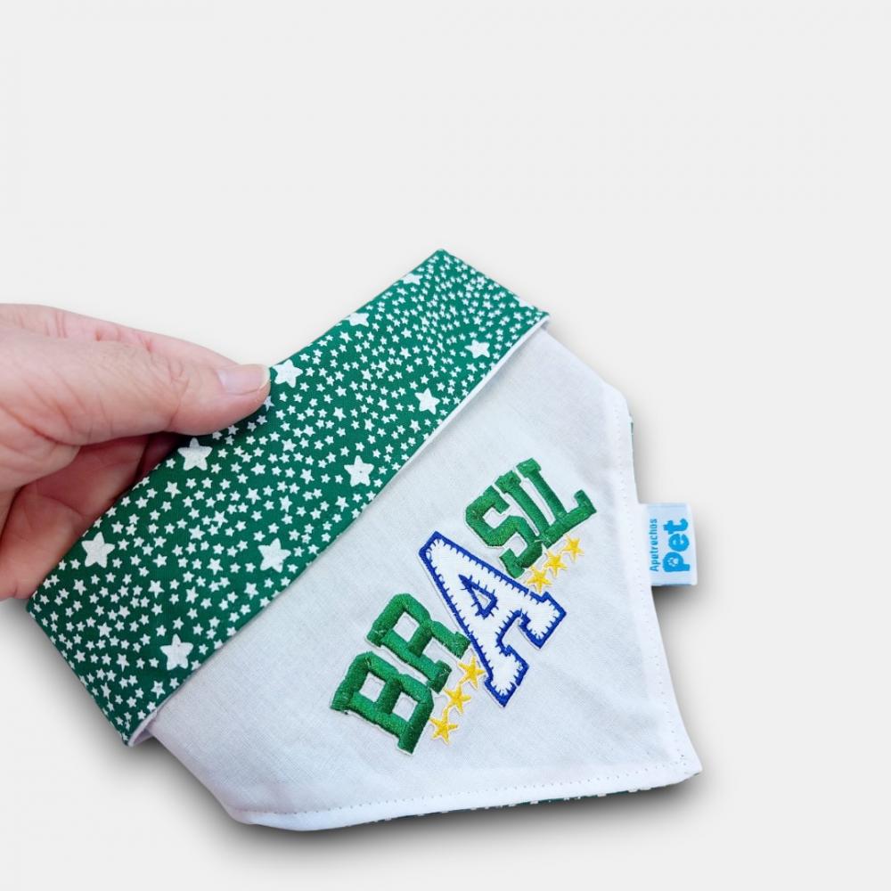 Bandana Pet Copa do Mundo Brasil - Tecido Premium e Bordado de Lu