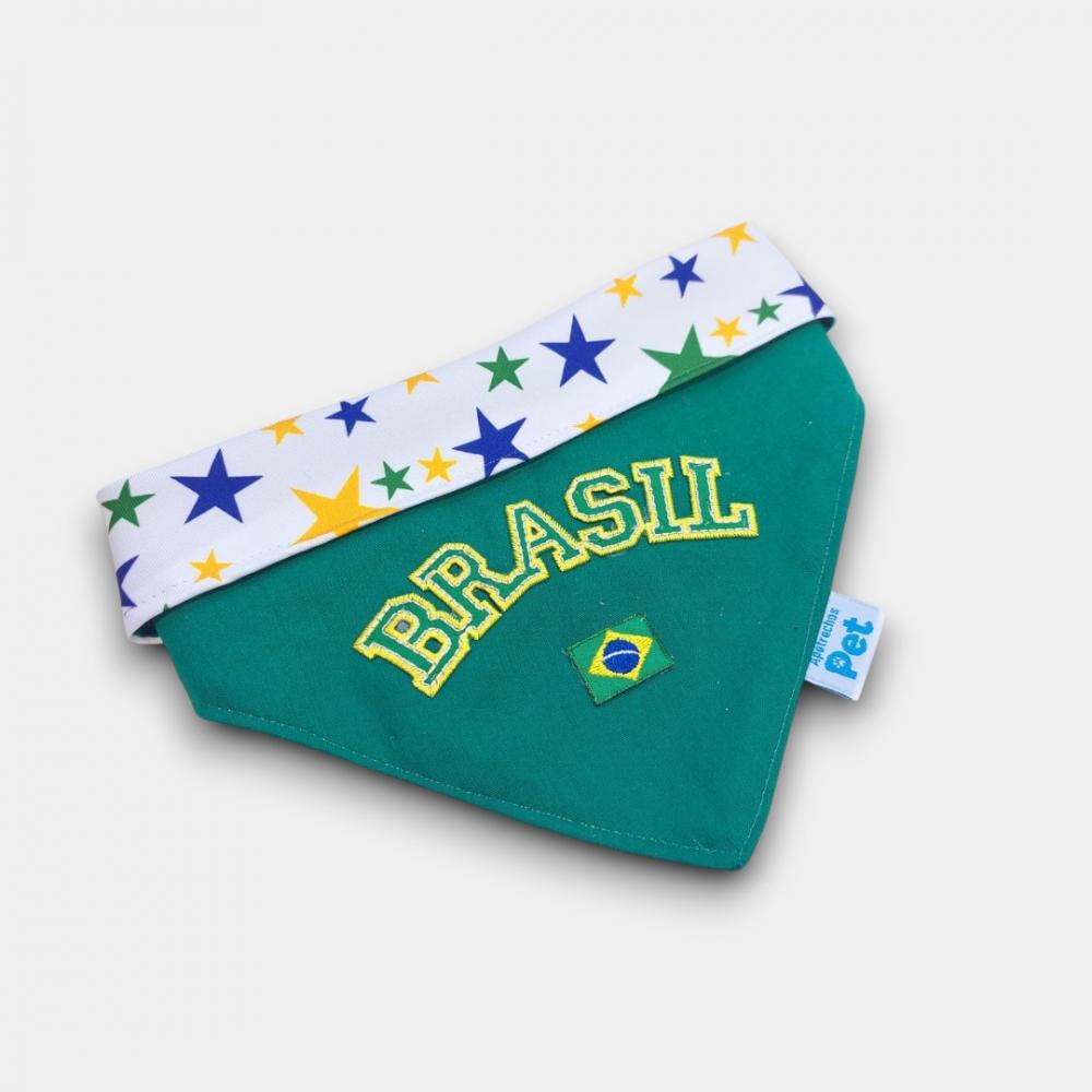 Bandana Pet Brasil Premium Bordada com Bandeira - Do PP ao GG