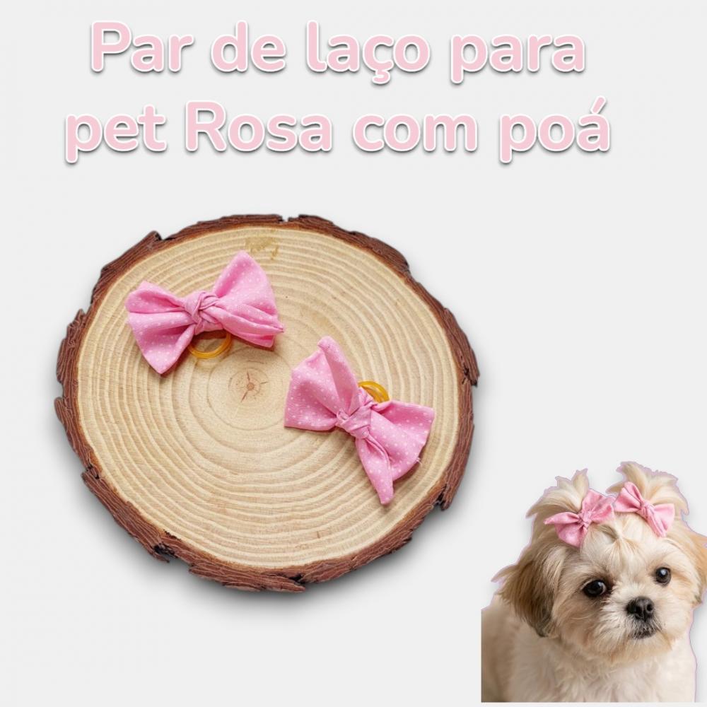 Kit de laço pet rosa com poás - 2 unidades da Apetrechos pet