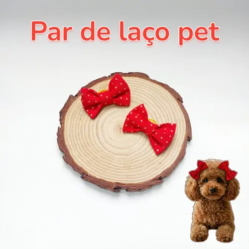 kIT DE LAÇO PARA CACHORRO COM ESTAMPA DE BOLINHAS DOURADAS - ACE