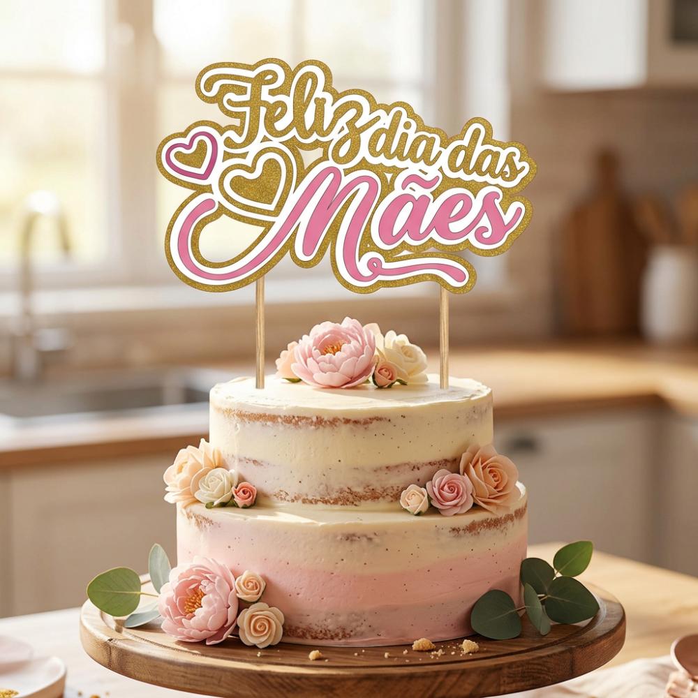 Arquivo Topo de Bolo Dia das Mães Studio SVG PNG PDF. Envio imed