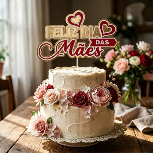 Topo de Bolo Dia das Mães Feliz Dia das Mães Arquivo Digital SVG/PNG/PDF/Studio. Envio imediato
