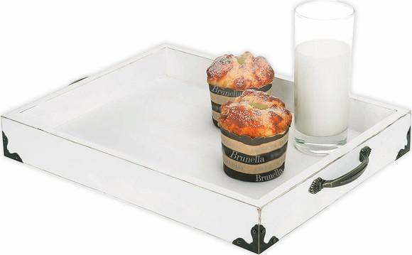 Bandeja de Madeira Maciça Rústica com Alças e Cantoneiras