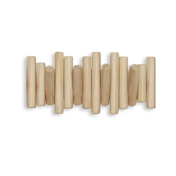 Cabideiro Madeira Minimalista 4 Pinos Móveis