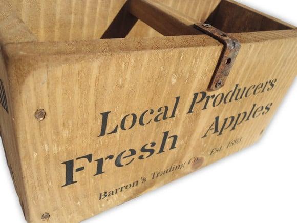 Caixa de Madeira Rústica Estilo Antigo m Fresh Apples