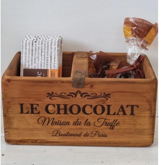 Caixa de Madeira Rústica Vintage Estilo Antigo Chocolate