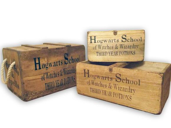 Caixa de Magia Madeira Harry Potter Hogwarts Estilo Antigo