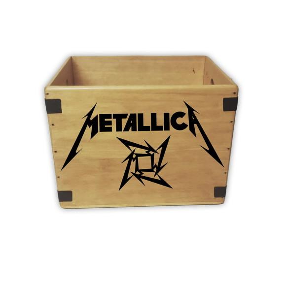 Caixa Madeira Vintage Discos Vinil Banda Heavy Metal