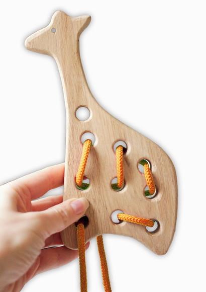 Girafa Enlaçada Brinquedo Madeira Montessoriano Pedagógico
