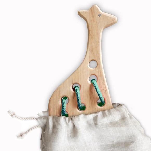 Girafa Enlaçada Brinquedo Madeira Montessoriano Pedagógico