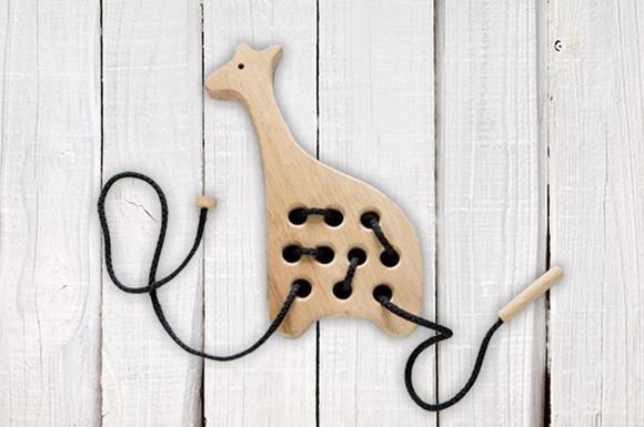 Girafa Enlaçada Brinquedo Madeira Montessoriano Pedagógico