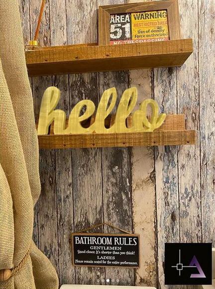 Letra Mesa Madeira Rústica Boho Farmhouse Hello