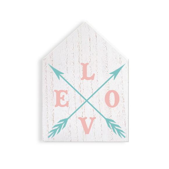 Placa Decorativa em Madeira Casinha Love