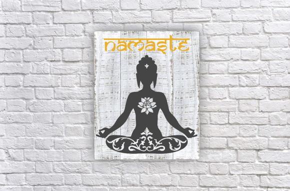 Placa Decorativa Madeira Namaste- 10%off
