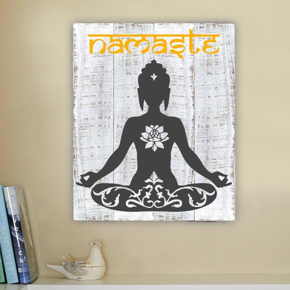 Placa Decorativa Madeira Namaste- 10%off