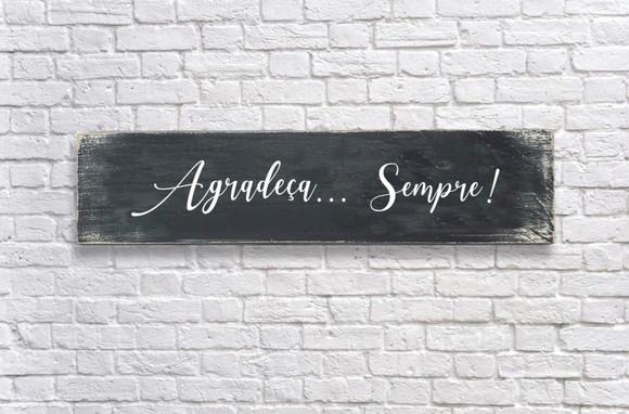 Placa Decorativa Madeira Rústica Agradeça Gratidão