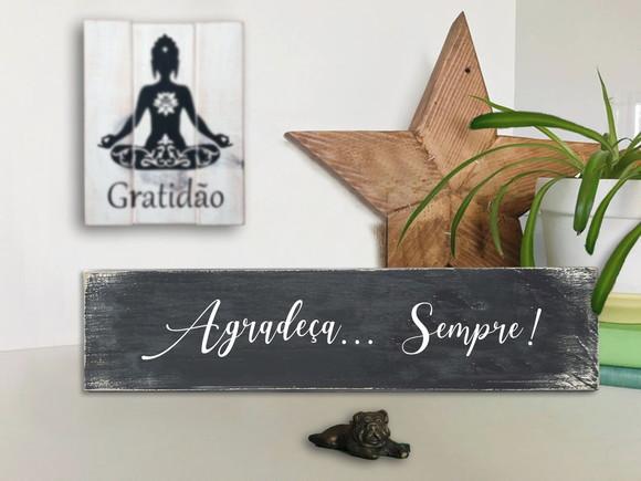 Placa Decorativa Madeira Rústica Agradeça Gratidão