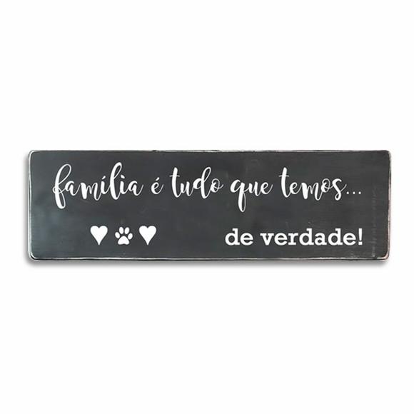 Placa Decorativa Madeira Rústica Pintada Família É Tudo