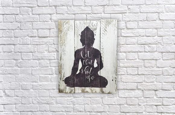 Placa Decorativa Ripas Madeira Buda Meditação Yoga