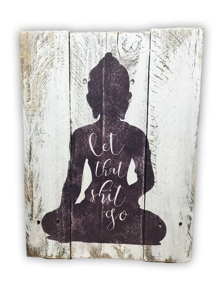 Placa Decorativa Ripas Madeira Buda Meditação Yoga