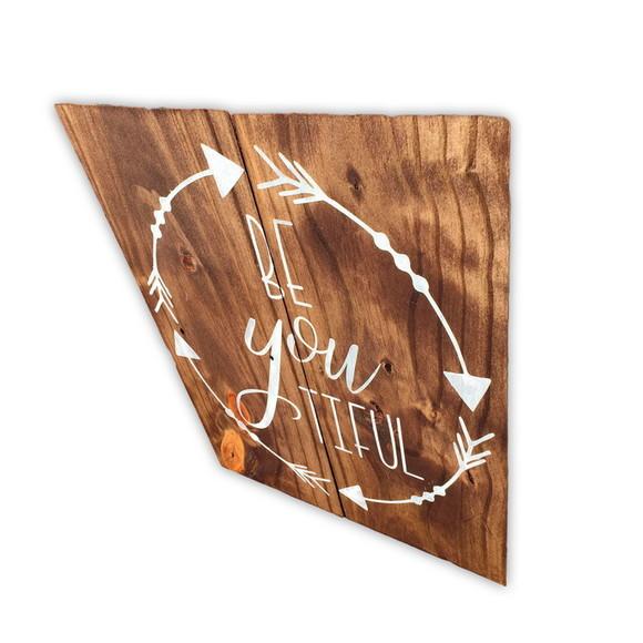 Placa Madeira Rústica Decorativa Be You Tiful