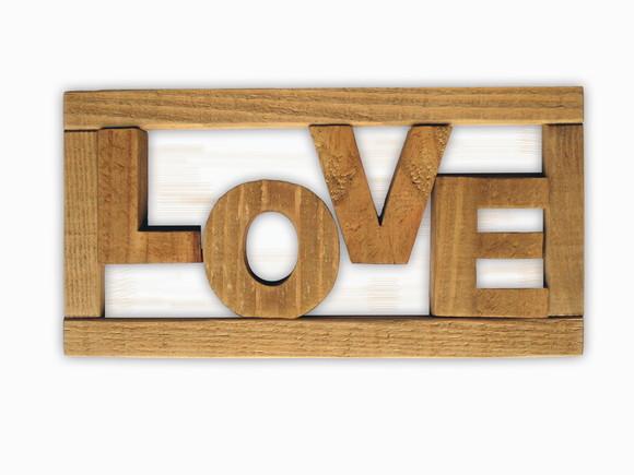 Quadro Love Madeira Relevo Rústico - 10%off