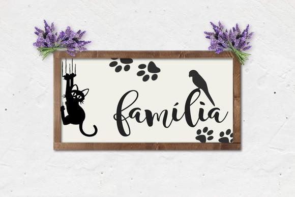 Quadro Rústico Madeira Pintado Família Pet Cachorro Gato