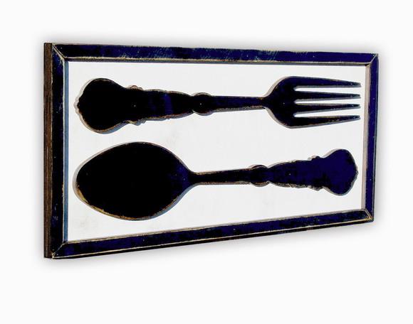 Quadro Talheres Relevo Preto Espaço Gourmet Cozinha Farm
