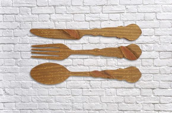 Talheres Gigantes Rústicos Madeira Decoração Área Gourmet