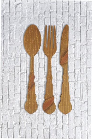 Talheres Gigantes Rústicos Madeira Decoração Área Gourmet