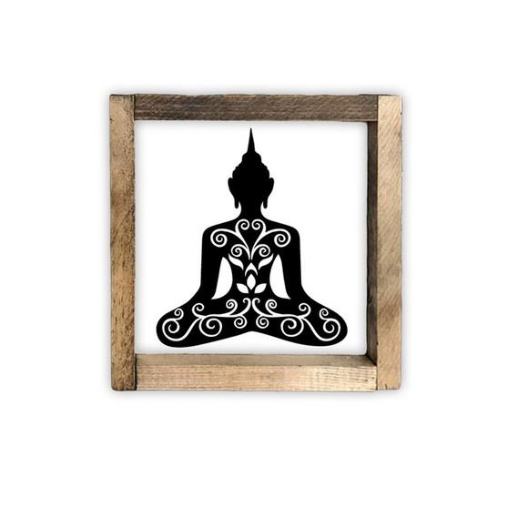 Trio de Quadros Pintado Madeira Zen Buda Meditando