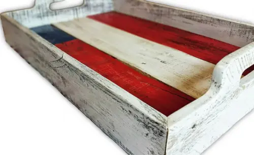 Bandeja Rústica Madeira Maciça Pintada