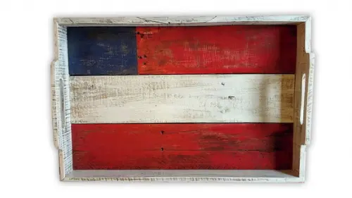 Bandeja Rústica Madeira Maciça Pintada