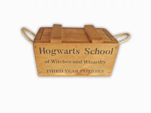 Caixa de Magia Madeira com Tampo Harry Potter Hogwarts