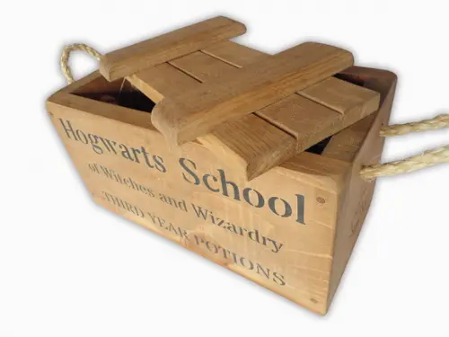 Caixa de Magia Madeira com Tampo Harry Potter Hogwarts