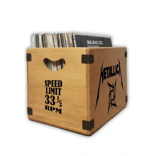 Caixa Madeira Vintage Discos Vinil Banda Heavy Metal