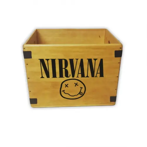 Caixa Madeira Vintage Organizador Discos Vinil Banda Nirvana