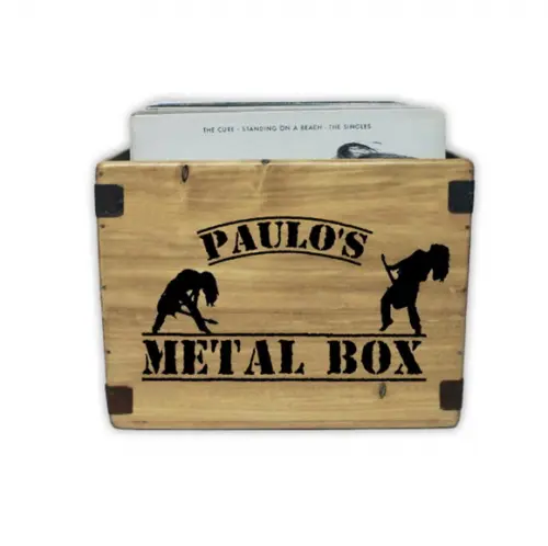 Caixa Madeira Vintage Organizador Discos Vinil Banda Rock
