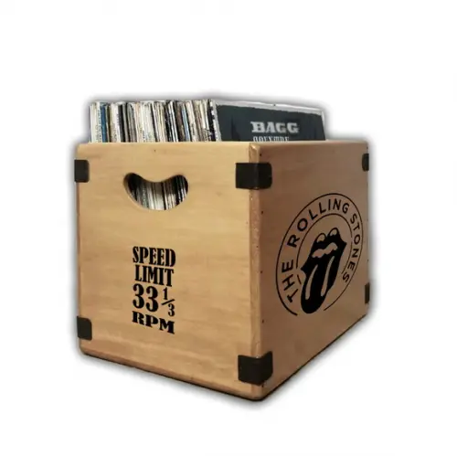 Caixa Madeira Vintage Organizador Discos Vinil Banda Rock