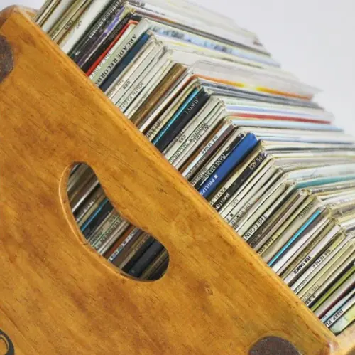 Caixa Madeira Vintage Organizador Discos Vinil Banda Rock