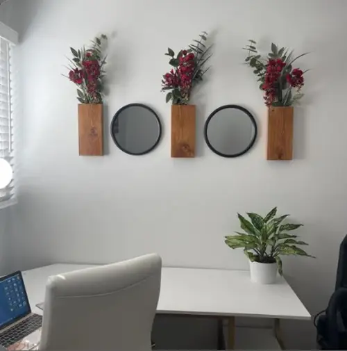 Floreira Vaso Cachepot Decoração de Parede Madeira Office