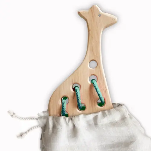 Girafa Enlaçada Brinquedo Madeira Montessoriano Pedagógico