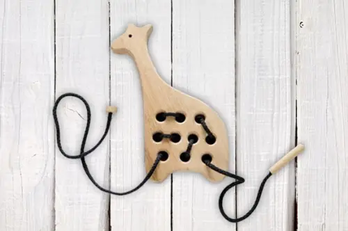 Girafa Enlaçada Brinquedo Madeira Montessoriano Pedagógico