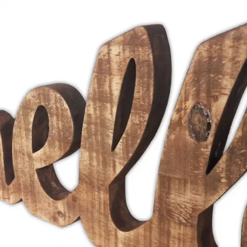 Letra Mesa Madeira Rústica Boho Farmhouse Hello