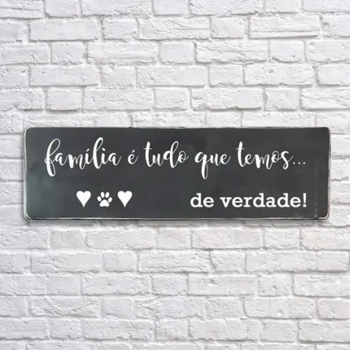 Placa Decorativa Madeira Rústica Pintada Família É Tudo